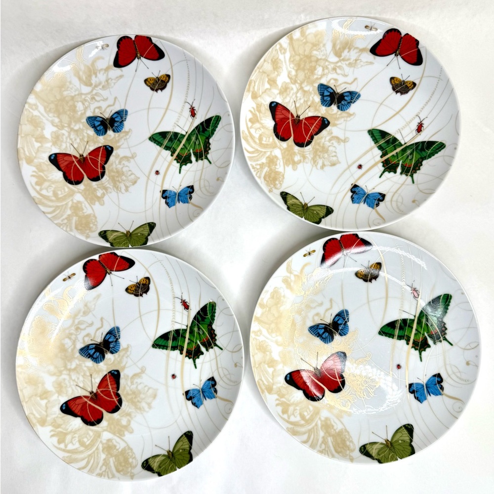 Pier 1 Imports Poetry in Motion Butterfly Porcelain Salad Plates Set of 4